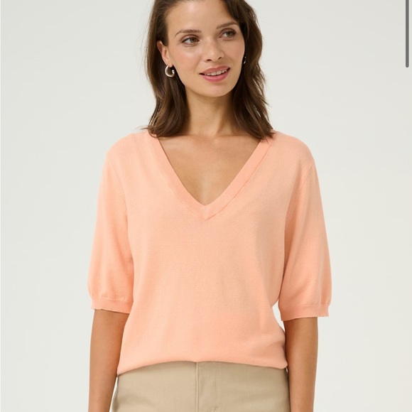 Kaffe Tops - BNWT KAFFE Women's Top V-Neck Peach color